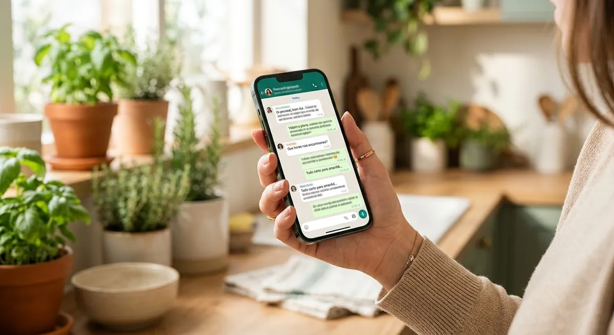 Grupo de WhatsApp aberto no celular