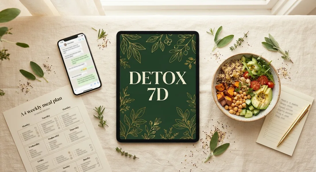 Materiais do Detox 7D e grupo de WhatsApp